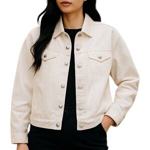 Sonoma Women's Stretch Ecru White Everyday Denim Jacket Plus Size 4X Relaxed NWT